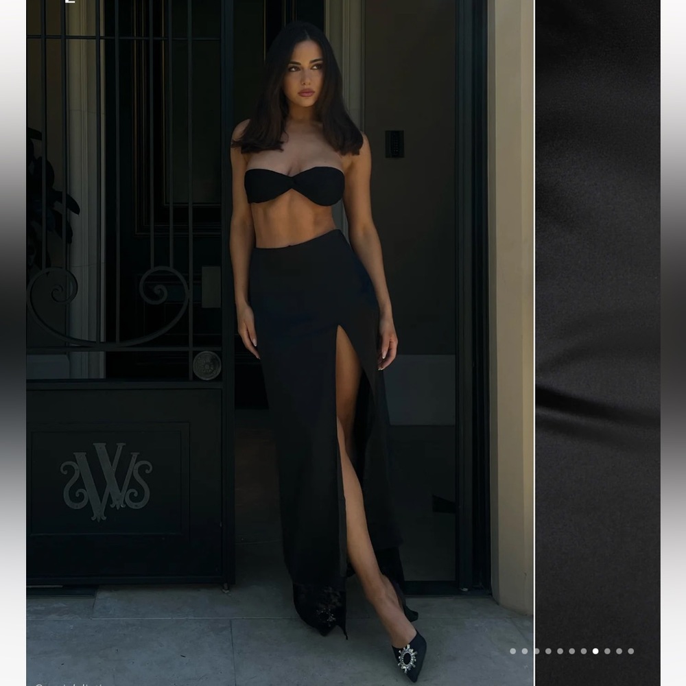 Meshki Black High-Slit Maxi Skirt